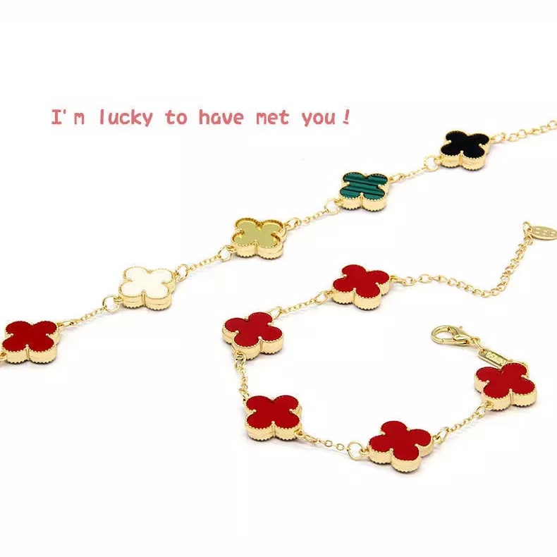 Tiền Bán Buôn Sống BESFOME! Bộ Trang Sức Mạ Vàng Hồng 18K Hình Cỏ Bốn Lá Thời Trang Cho Nữ