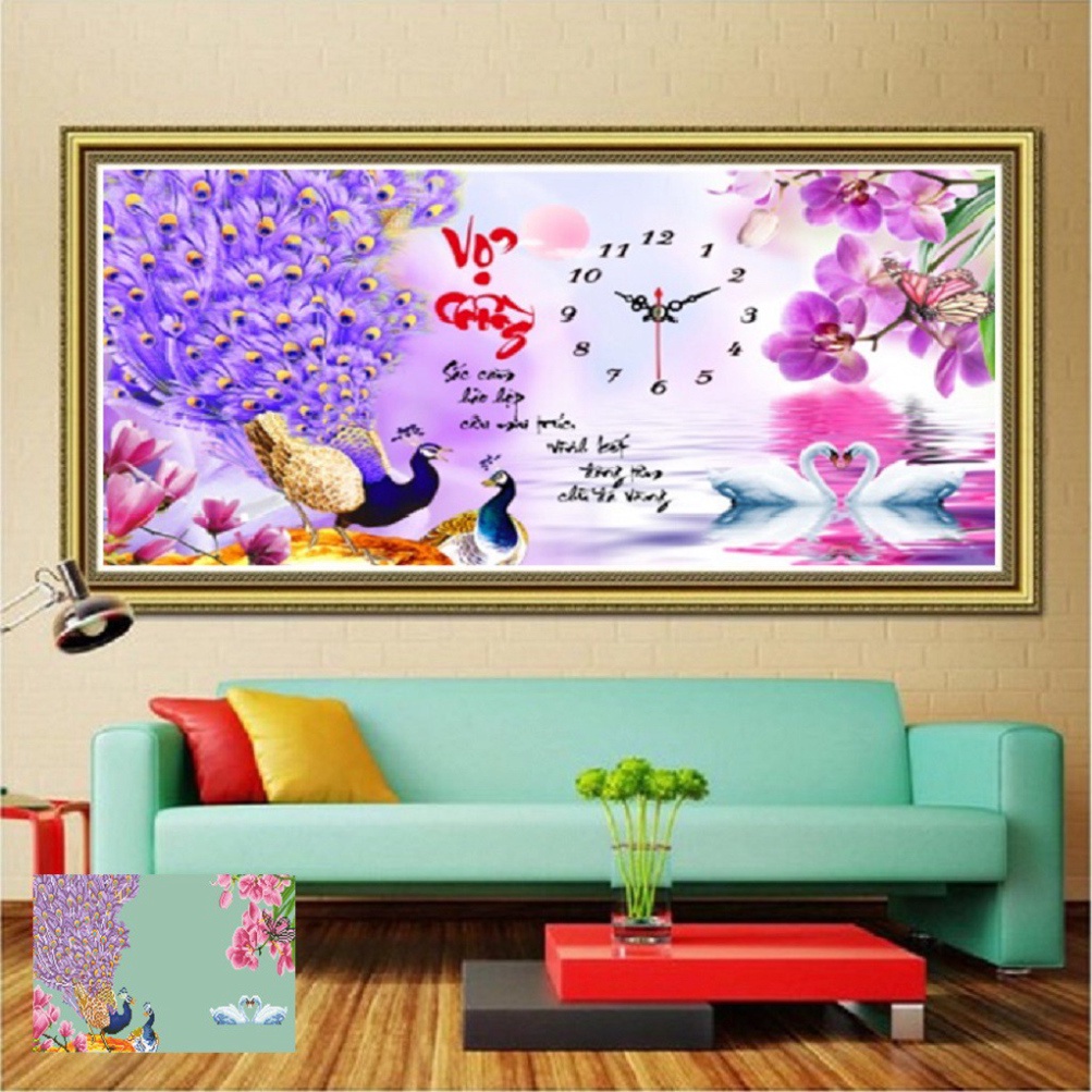 Tranh đính đá vợ chồng KT:77x45cm. Tranh gắn đá chưa đính.