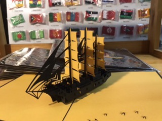 Thuyền 6 ( 3 cánh ) - Boat -   Thiệp  3D ( bìa đen  )