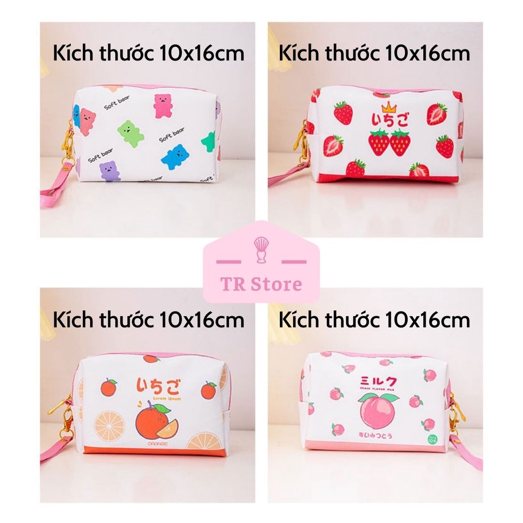 Túi đựng mỹ phẩm PU màu sắc Nhật Bản dễ thương Makeup Bag Pouch