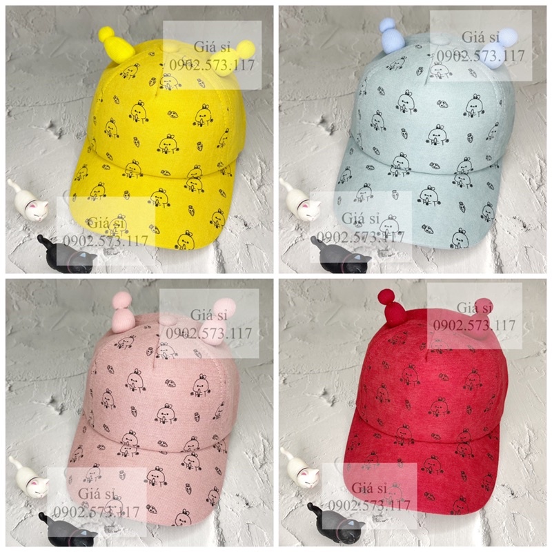 Nón kết em bé in thỏ cà rốt 2 sừng thời trang siêu cute dành cho bé 3-5 tuổi