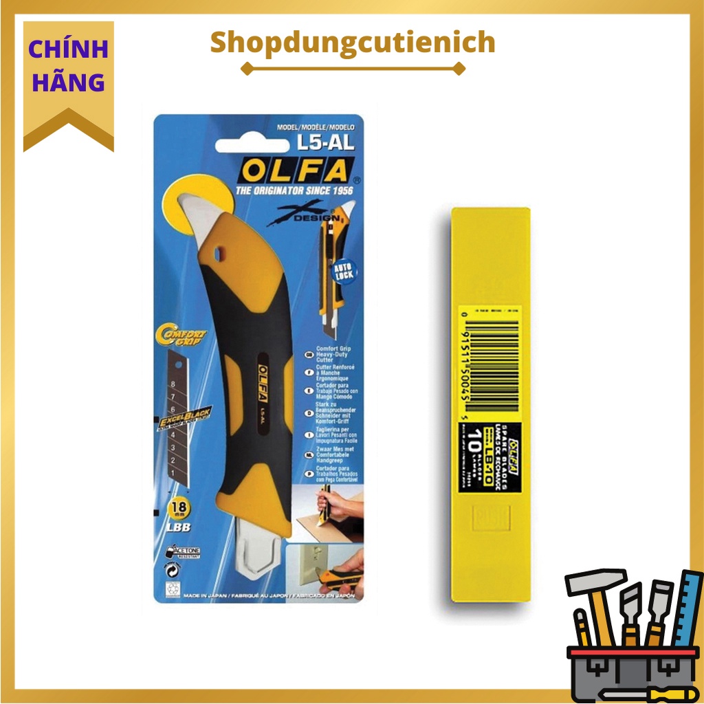 Dao Rọc Hạng Nặng , Công nghiệp , Các vật liệu cứng  OLFA L5-AL Và Lưỡi Dao LB-10 18mm