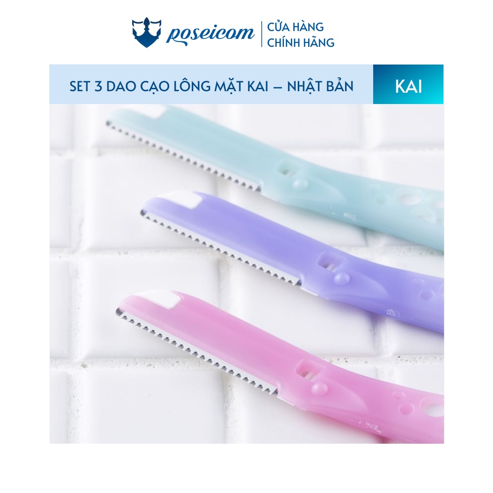 Set 3 Dao Cạo Lông Mặt Cán Dài Kai Razor Can For Women POSEICOM DC06