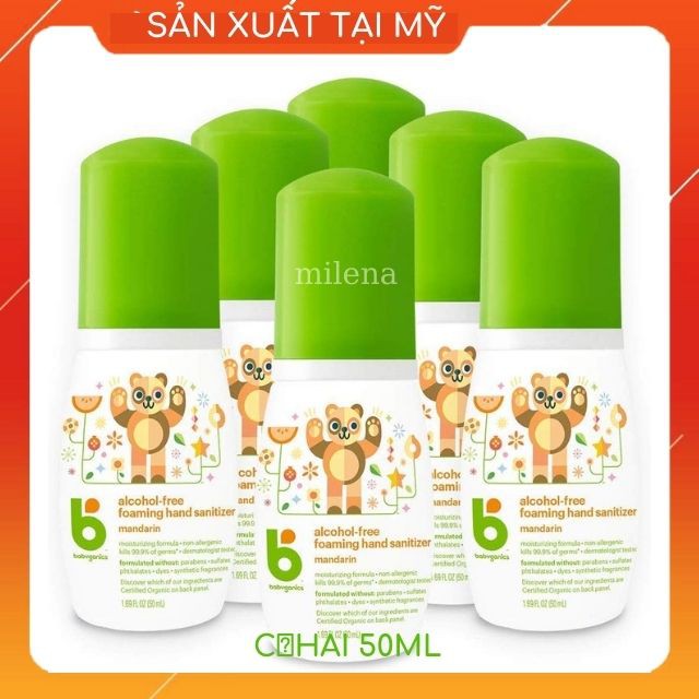 [Nhập Mỹ] Nước Rửa Tay Khô Babyganics Cho Trẻ Sơ Sinh Từ 0 Tháng, FDA Hoa Kỳ, 100% Tự Nhiên, Ko Dị Ứng Date 10/21