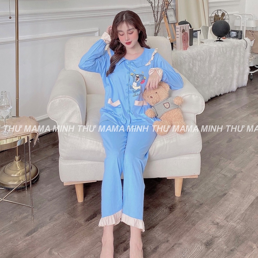 Bộ bầu - bộ sau sinh - cho con bú - 2 chức năng - chất liệu cotton (  mèo tom - QDTD - MS - 05 )
