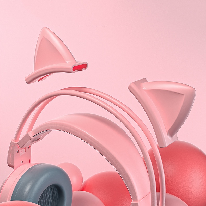 Tai nghe gaming chụp tai có mic kiểu dáng tai mèo