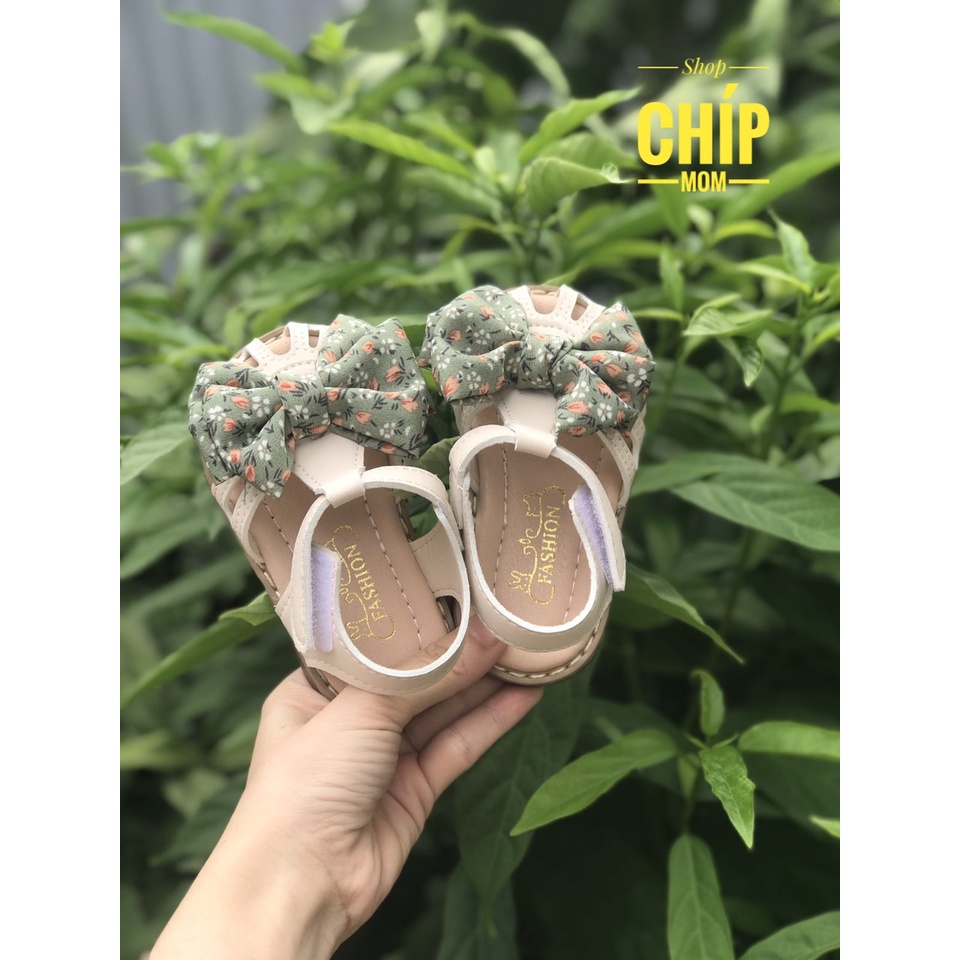 sandal bé gái dép rọ tập di cho bé nơ vải xinh xắn chống trượt đế dẻo QCCC cho bé 6m full hộp NOA2 ( có video ảnh thật )