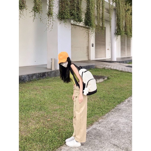 Balo vải oxford mềm form nhỏ tặng kèm móc khoá gấu dễ thương (ZIIM BACKPACK❤️)