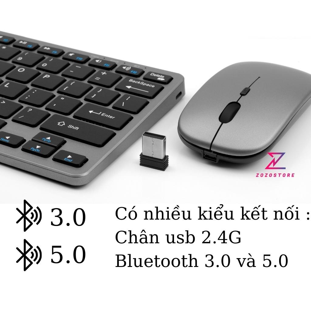Bàn phím không dây hai chế độ Bluetooth và 2.4G dùng cho các loại máy tính điện thoại và máy tính bảng,pin trâu