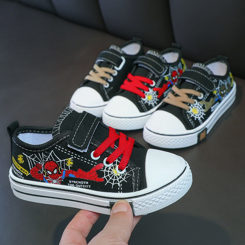 Giày Thể Thao Canvas Đế Mềm Chống Trượt Chân In Hình Người Nhện Phong Cách Mới Cho Bé Trai