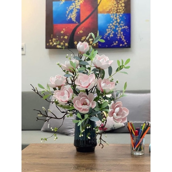 [CẮM SẴN] Bình hoa mộc lan giả chất liệu PU cao cấp- thích hợp trang trí phòng khách