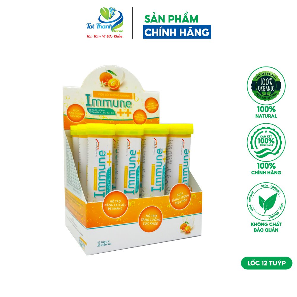 Viên sủi không đường Immune ++Tất Thành Pharma tăng đề kháng (lốc 12 tuýp)