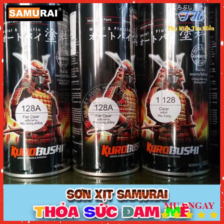 Sơn Xịt Xe Máy Chính Hãng Samurai 128A Trong Mờ - Độ Bám Dính Cao