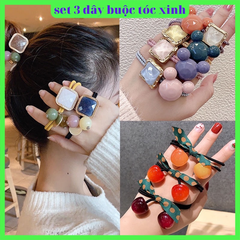 Set 3 dây buộc tóc xinh xắn Hàn Quốc