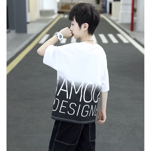 Đồ bộ bé trai Con Xinh cotton hình in chữ AMOUS, quần áo bé trai từ 14 đến 42kg