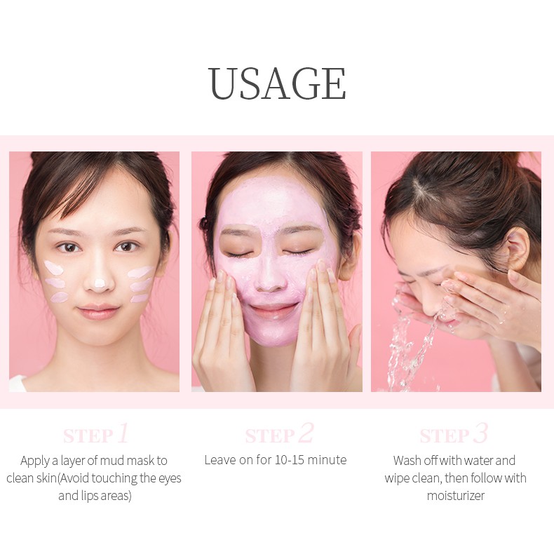 LAIKOU Sakura Mud Mask Làm sạch sâu loại bỏ mụn đầu đen Kiểm soát mặt nạ đất sét Mặt nạ chăm sóc da 80g