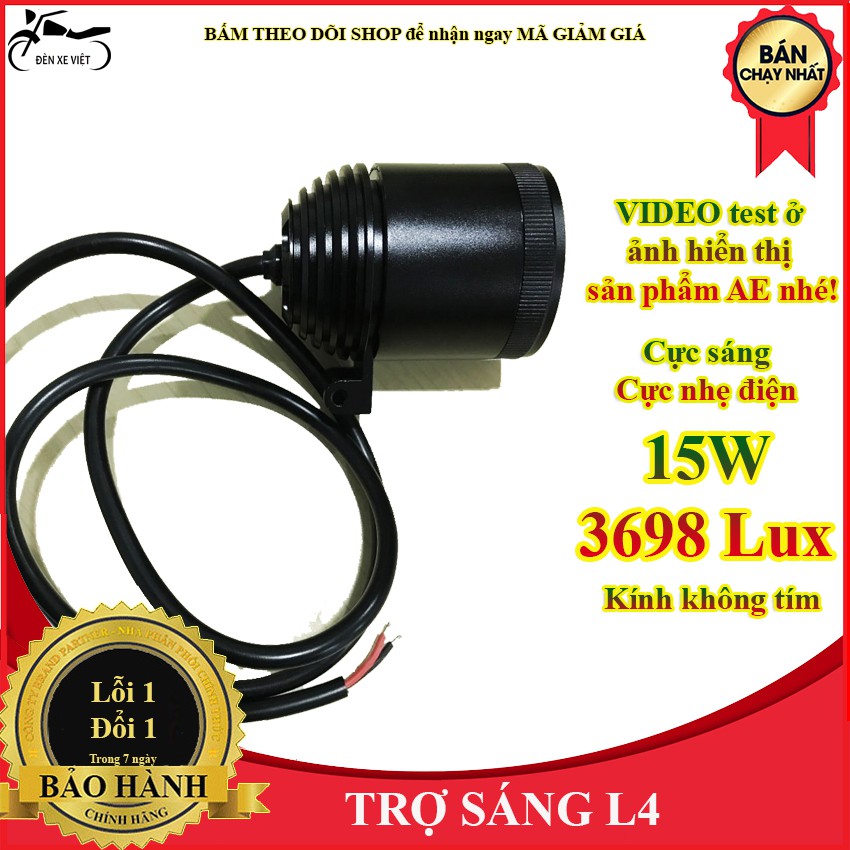 [CÓ VIDEO]Đèn trợ sáng L4 Công suất tiêu thụ chỉ 15W độ sáng 3698 Lux lắp được mọi loại xe - Lỗi 1 đổi 1 trong 7 ngày