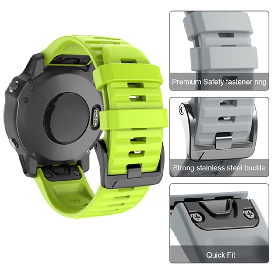 Dây đeo silicon 20mm 22mm 26mm cho Garmin Fenix 6 6X Pro 5 5X Plus Smart Watch Fenix 5S Plus 6S Pro