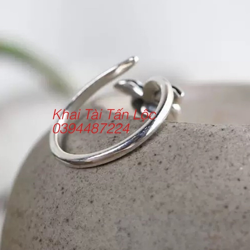 Nhẫn hoa sen xanh mạ bạc TÂM AN YÊN