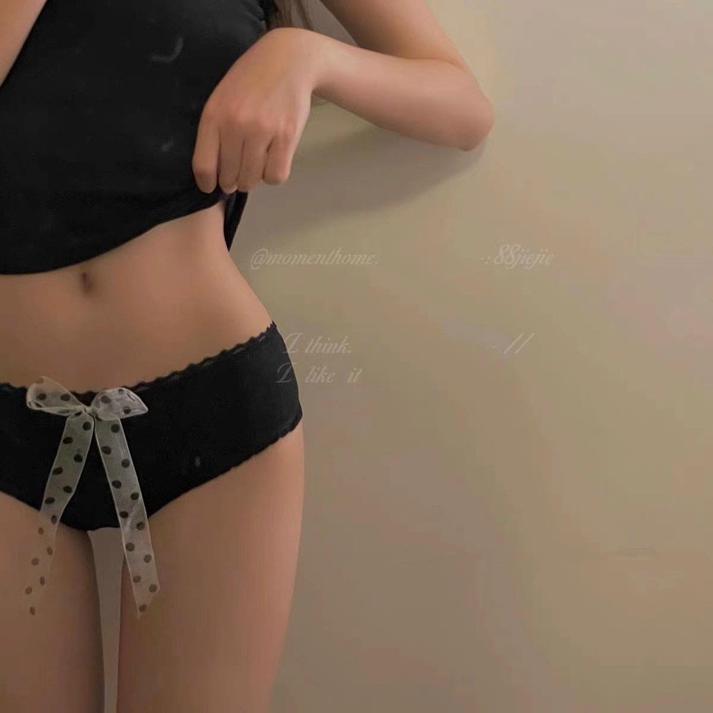 Quần lót nữ COTTON ren nơ chấm bi thấm hút thoáng khí Lolita sexy freesize hông 78-95cm M26