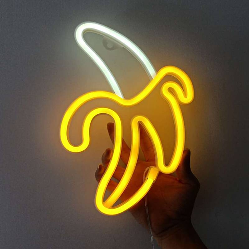 Đèn LED neon Hình Quả Chuối Kèm Sạc Treo Tường Trang Trí Phòng Ngủ/Tiệc Sinh Nhật
