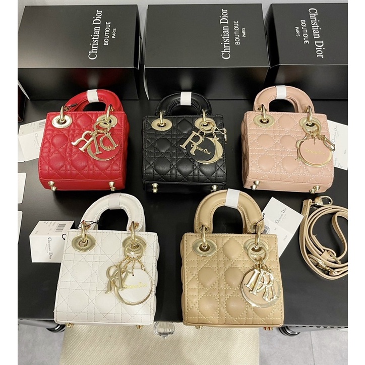 Túi xách tay dáng vuông mini D.i.o.r lady kèm dây đeo chéo fullbox