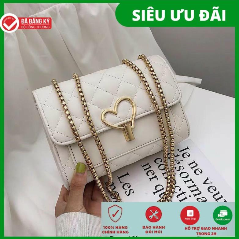 Túi xách nữ giá rẻ túi xách chần ô khóa hình trái tim sang trọng siêu hot hàng đẹp TXKTIM + hình thật .