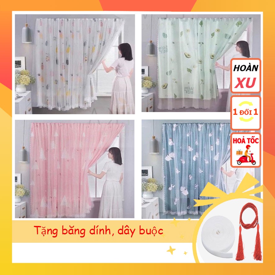 Rèm cửa dán tường chống nắng, rèm cửa dán trang trí cửa sổ - phòng khách dễ dàng lắp đặt không khoan đục