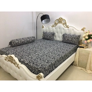 Drap thun❤️FREESHIP❤️ga thun lạnh Hàn Quốcngựa vằn( 1 ga,3 vỏ gối)