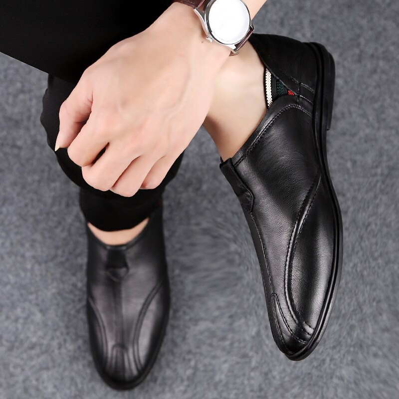 Giày lười chất liệu da thoáng khí kiểu dáng sang trọng cho nam