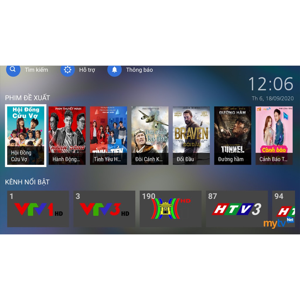 Android mytv net RAM 2G -Tài khoản HDplay, Android 7.1.2 hỗ trợ điều khiển Giọng nói - Hàng chính hãng