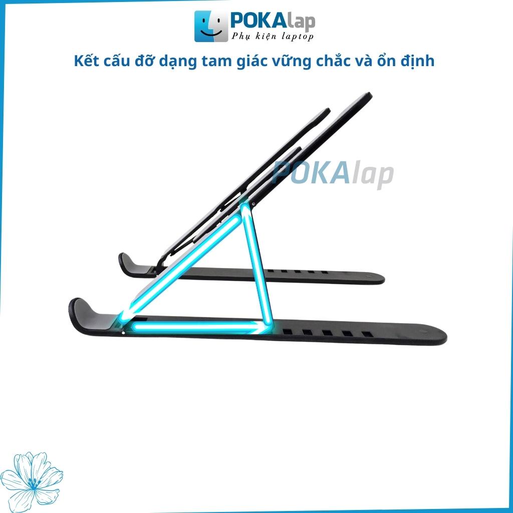 Giá đỡ laptop, máy tính bảng PRO POKA20 - Đế tản nhiệt kê laptop bằng nhựa nhôm, điều chỉnh độ cao, gập được - POKALAP