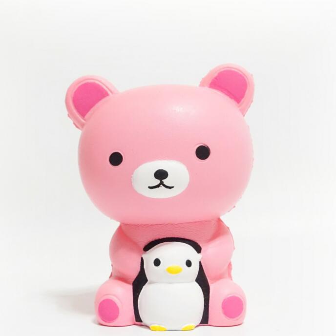 Squishy Lớn JUMBO Hình gấu hồng ôm chim cánh cụt Đồ Chơi Xốp Giảm Stress Hình mềm mịn dễ Thương đàn hồi Cho Bé