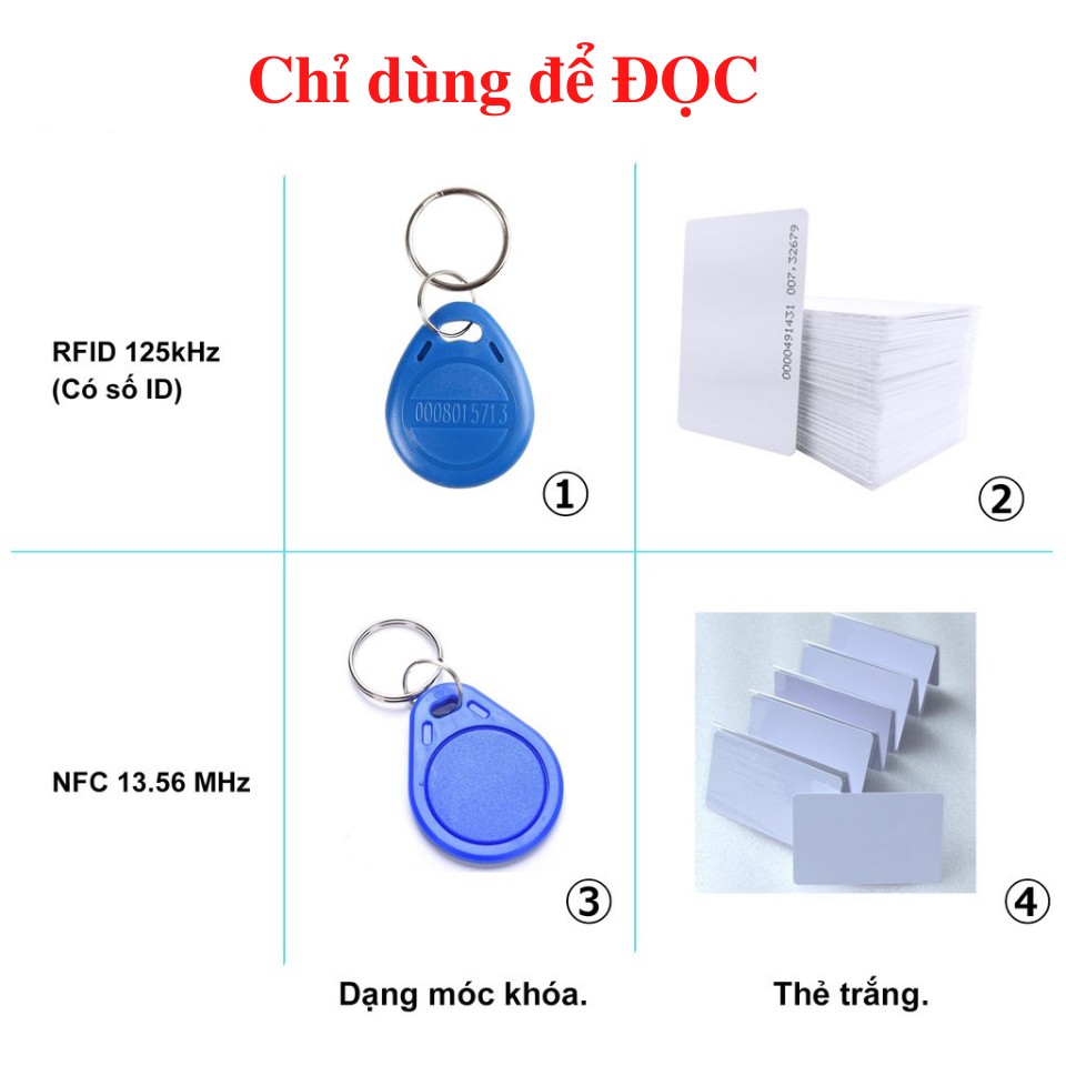 [ID cố định, chỉ đọc] Thẻ cảm ứng từ RFID 125kHz và NFC 13.56MHz (Thẻ nhân viên, thang máy, gửi xe)