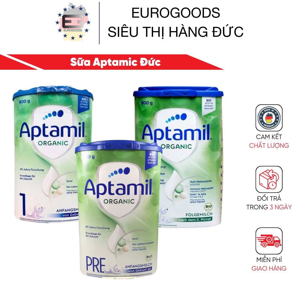 Sữa Aptamic Đức ⚡ HÀNG CHUẨN ⚡ Sữa Aptamil Organic Đức Số 1, 2 Hộp 800g Phát Triển Toàn diện cho bé [ Hàng Air]