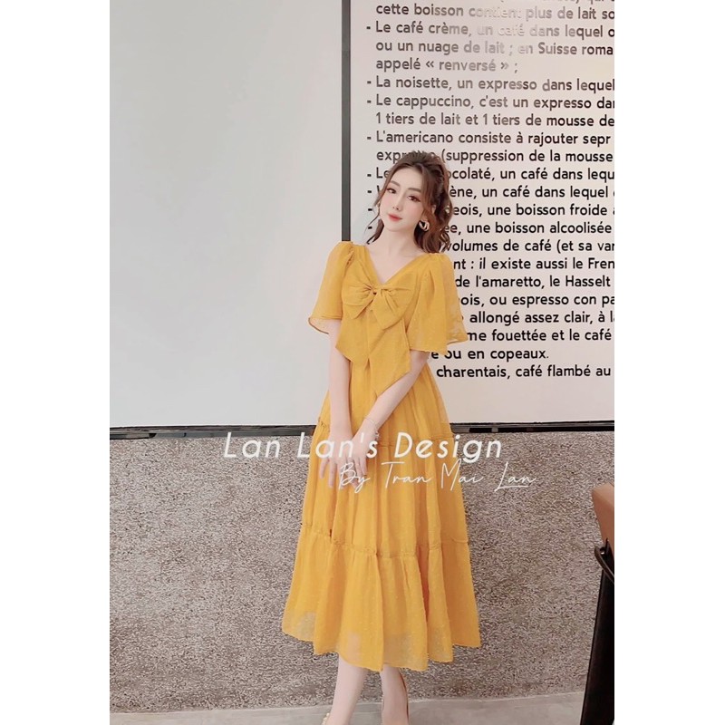 Đầm maxi voan bi nổi nơ, Đầm Váy Xoè Nơ Vol Bi Nổi Kèm Lót Cao Cấp | BigBuy360 - bigbuy360.vn