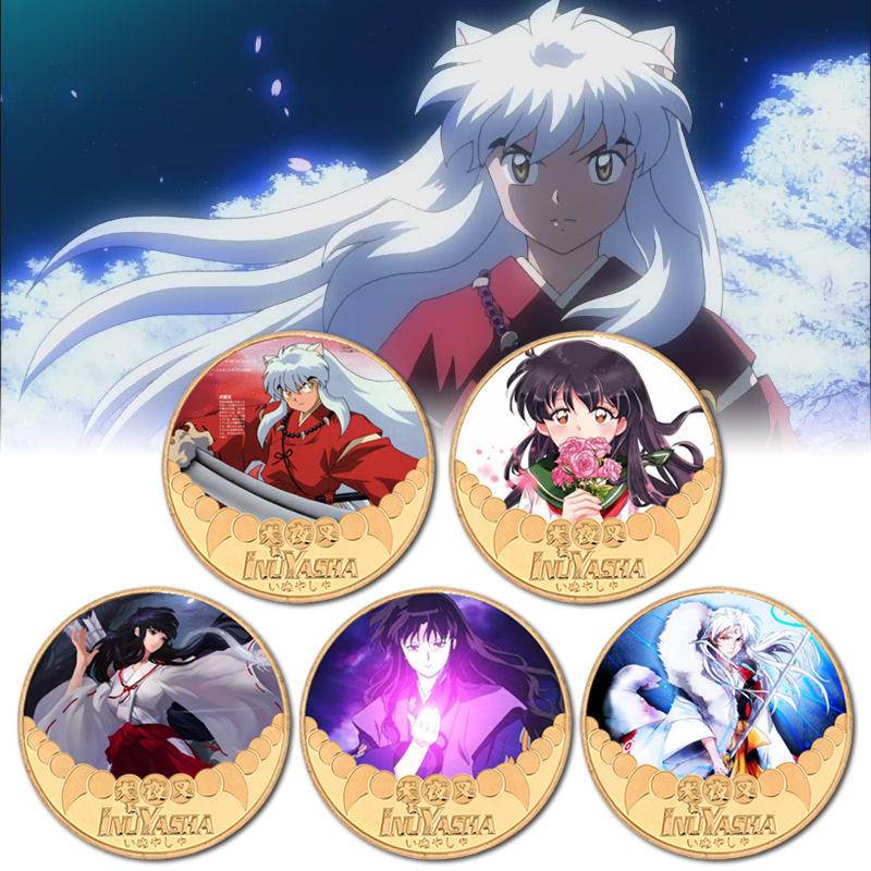 Đồng Tiền Xu In Hình Inuyasha Kagome Sesshoumaru Đường Kính 4cm