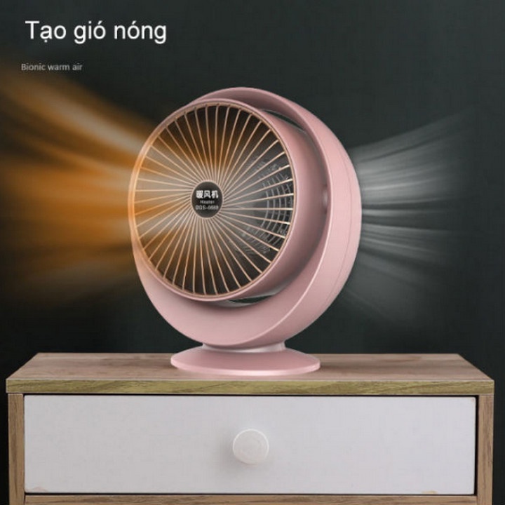 Quạt Nóng Sưởi Ấm Mini Để Bàn Bionic Air Pink