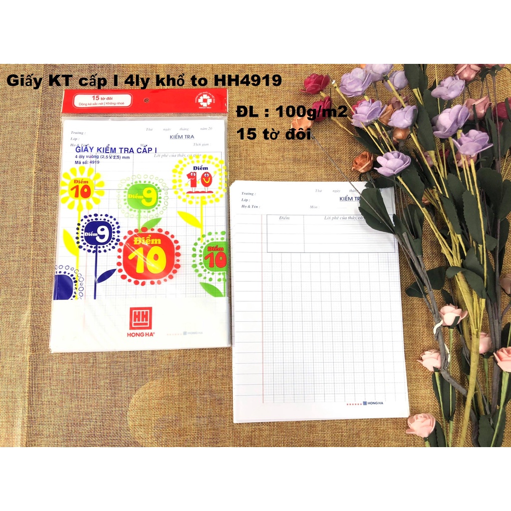 Giấy kiểm tra cấp 1 – Campus, Hồng Hà, Thiên Long - NBTBF100G/HH4891/HH4919/TPGKT01/TPGKT02/TPGKT03-các mẫu - Diệp Lạc