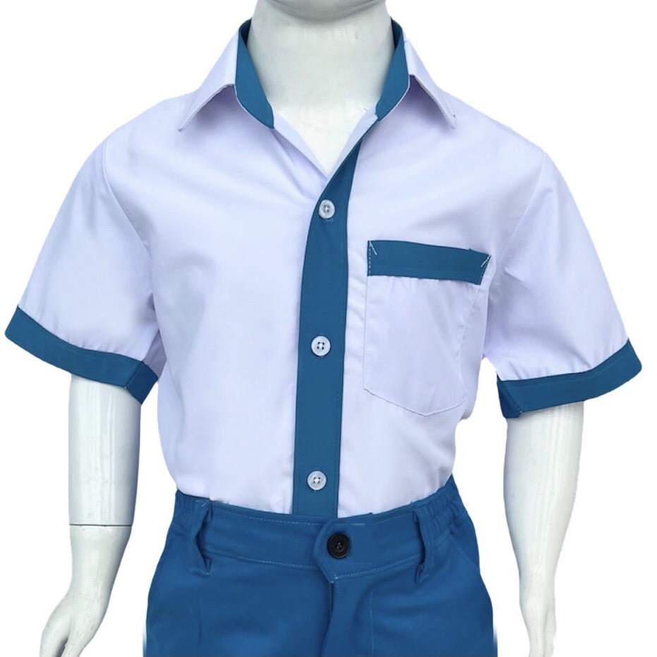Áo sơ mi học sinh nam chạy viền.