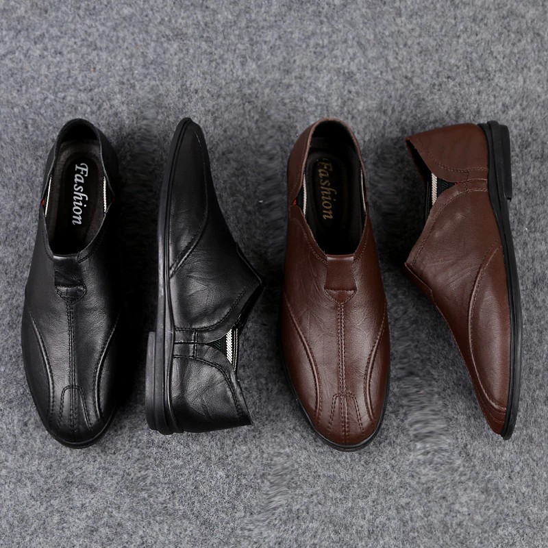 Giày lười chất liệu da thoáng khí kiểu dáng sang trọng cho nam