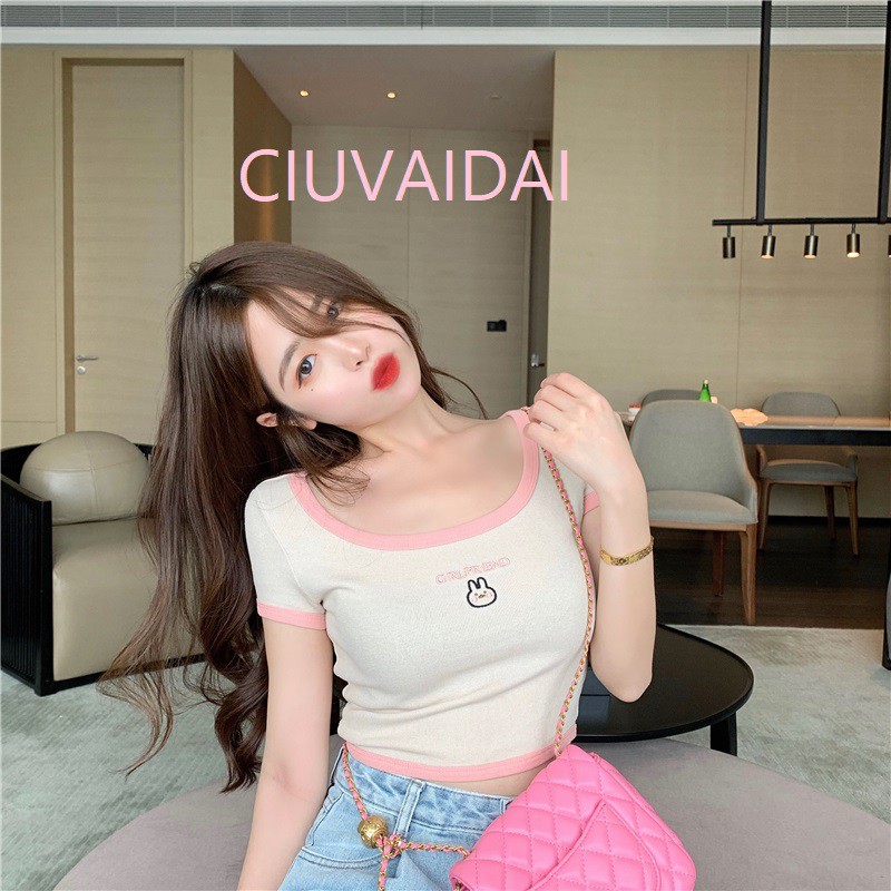 Áo croptop thỏ cony thêu siêu hot trend ( có ảnh thật )