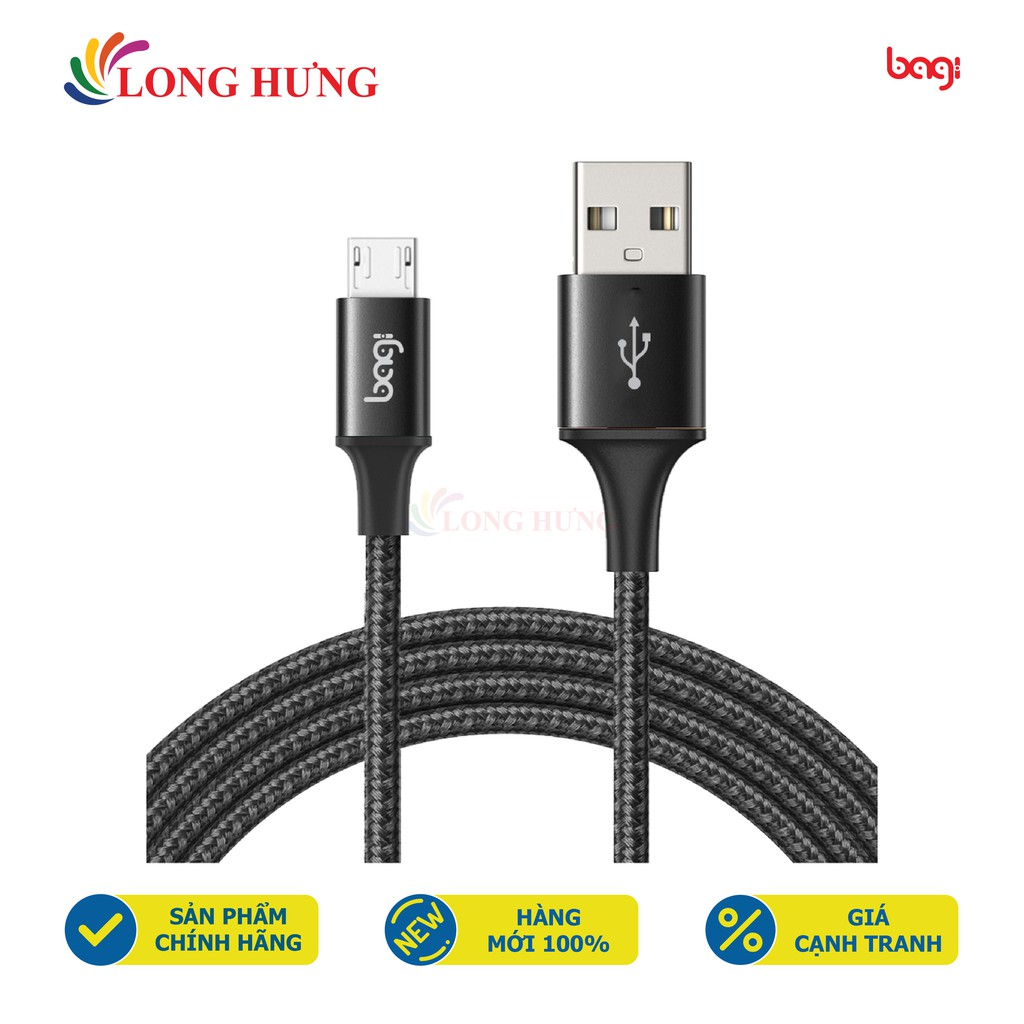 Cáp Micro USB Bagi dây dù 1m MS100/2m MS200 - Hàng chính hãng - Cổng MicroUSB tiện dụng Dòng điện ổn định