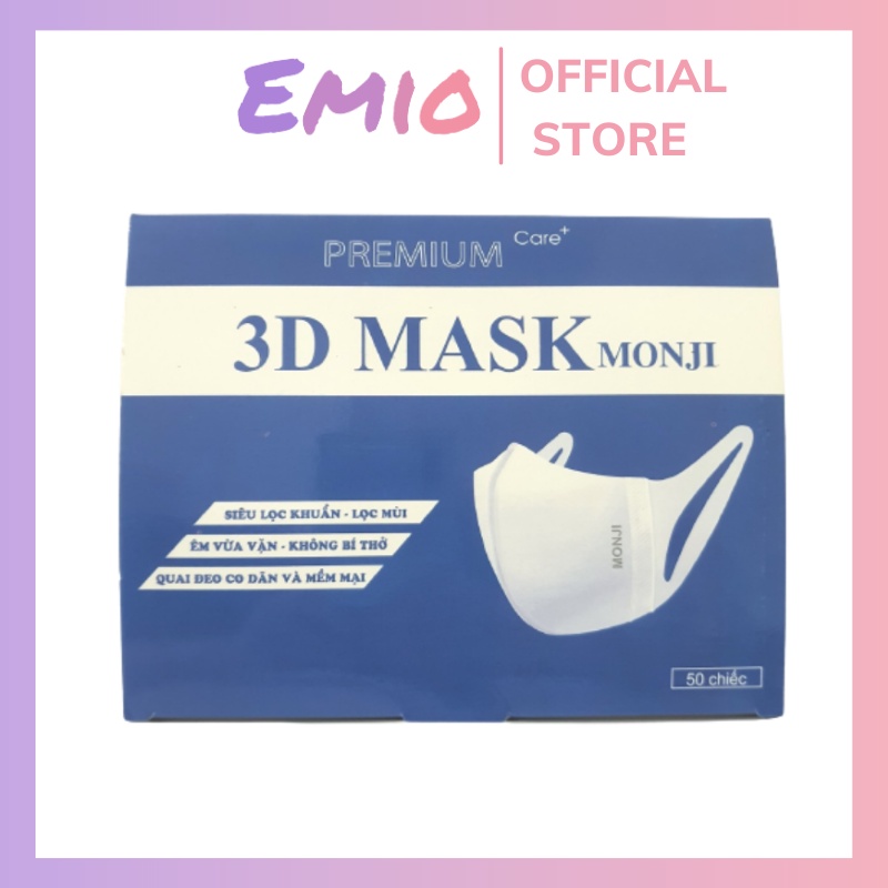 Khẩu trang 3D mask kháng khuẩn y tế trắng monji EMIO KT01