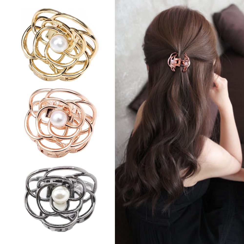 Kẹp Tóc Hoa Hồng Đính Ngọc Trai Giả Thời Trang Cho Nữ
