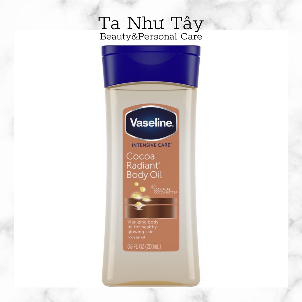 Dầu Dưỡng Thể Vaseline Intensive Care Body Gel Oil Cocoa Radiant (bản Mỹ) 200ml