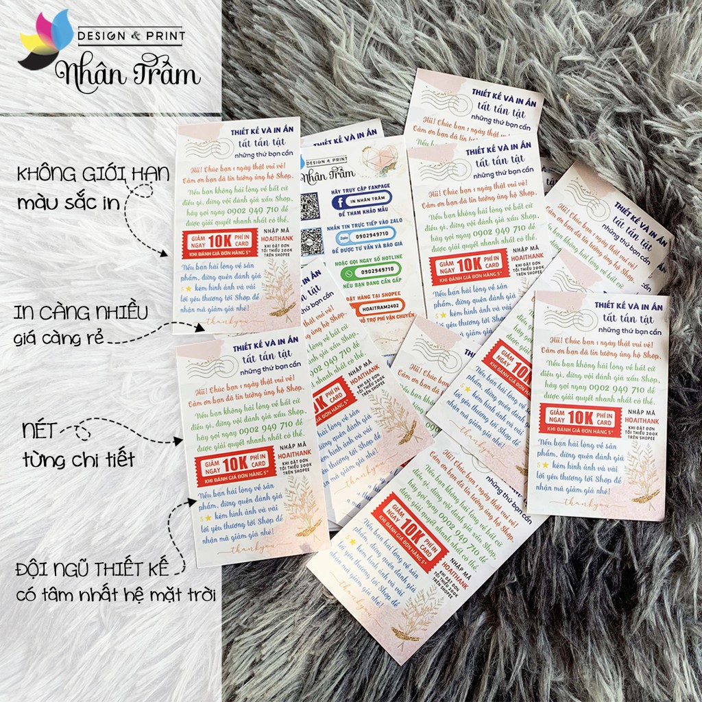 IN 2000 danh thiếp / thank you / đánh giá