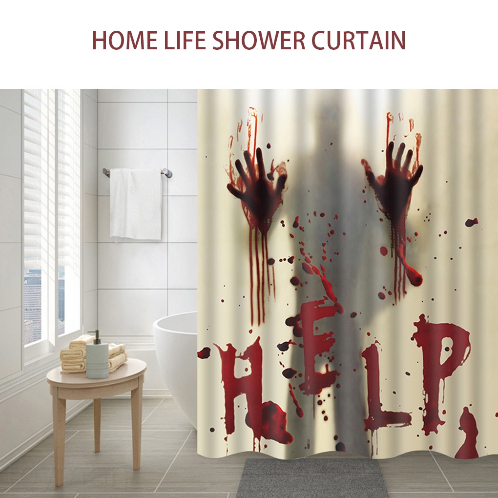 Halloween Themed Shower Curtain Bathroom Shower Bathing Bloody Drape Holiday Scary Decoration toyman