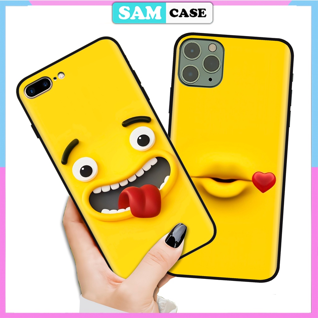 Ốp lưng điện thoại iphone 5 5s 5se 6 6s 7 8 X Xr Xs 11 12 13 Plus Pro Max in hình họa tiết mặt cảm súc cute - Samcase