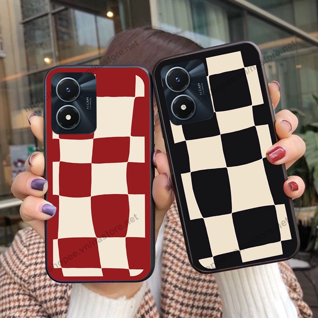 Ốp lưng Vivo Y01 - Vivo Y02S mặt cười, họa tiết caro đơn giản đẹp cute